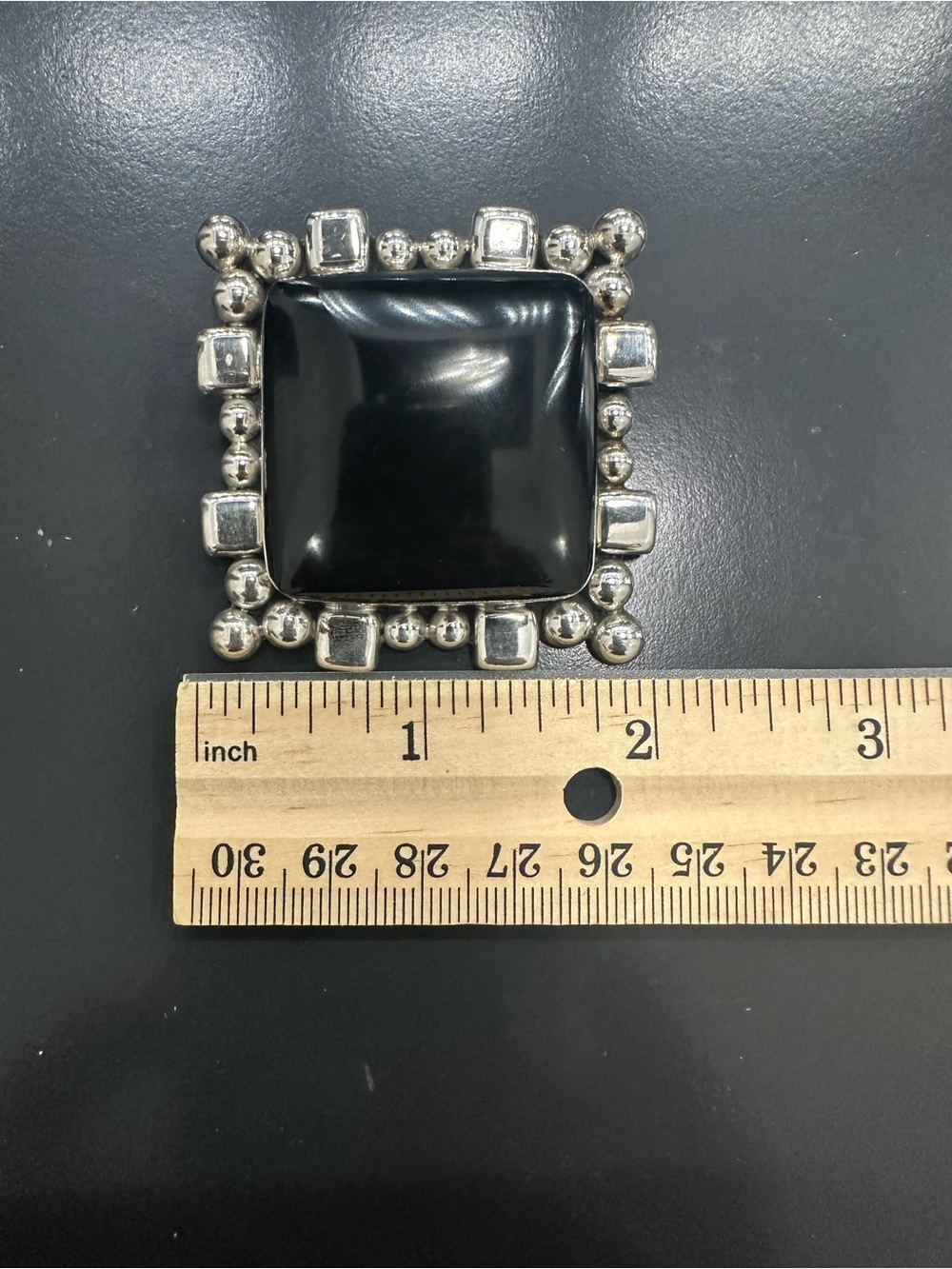 Vintage Sterling Silver and Black Onyx Convertible Statement Brooch and pendant - Picture 5 of 6